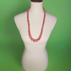 Handcrafted Pink Wooden Beaded Necklace